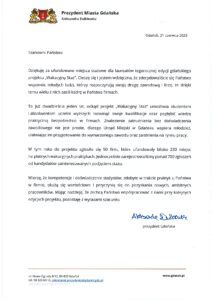 Wakacyjny Staż - List od Prezydent Miasta Gdańska