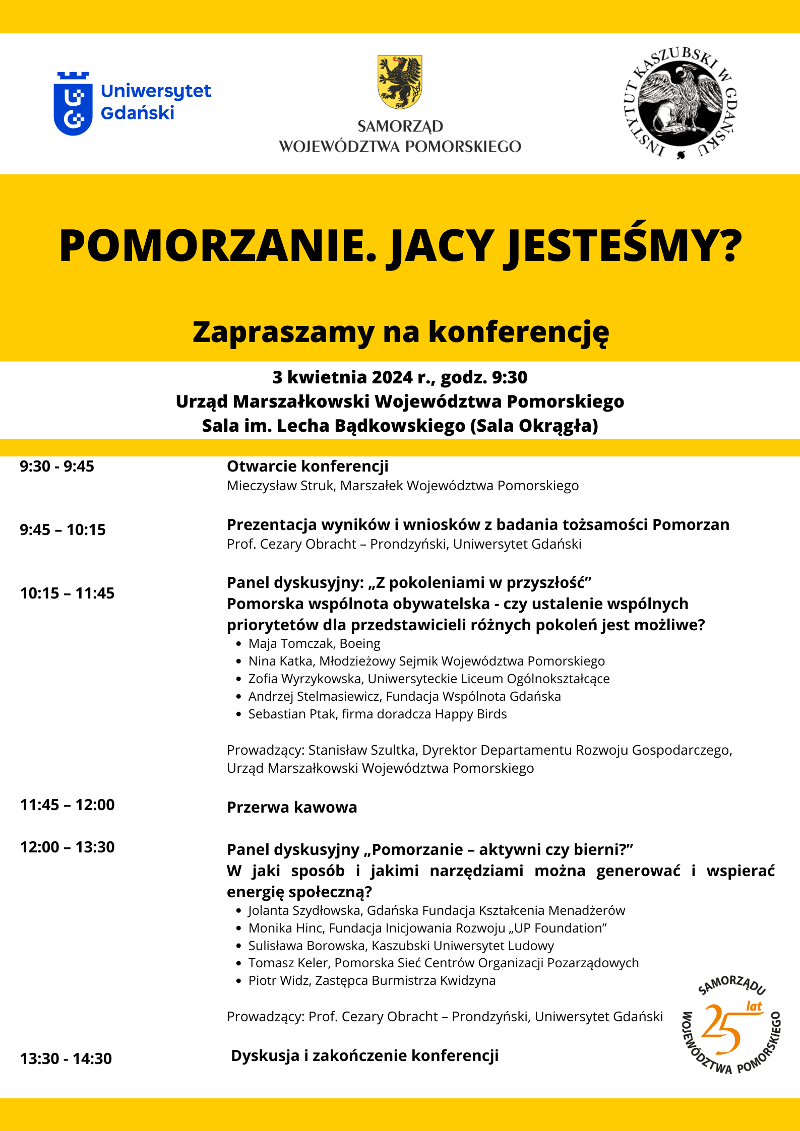 Program konferencji Pomorzanie. Jacy jesteśmy?